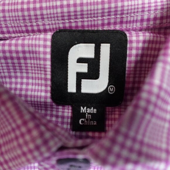 Footjoy Mens Polo Shirt Medium Pink Plaid 1757 Golf Club Embroidered - Picture 4 of 7